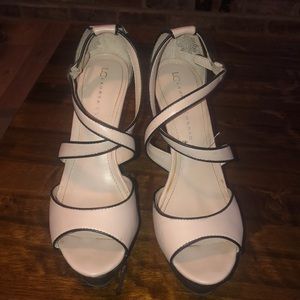 Lauren Conrad tan & black wedges